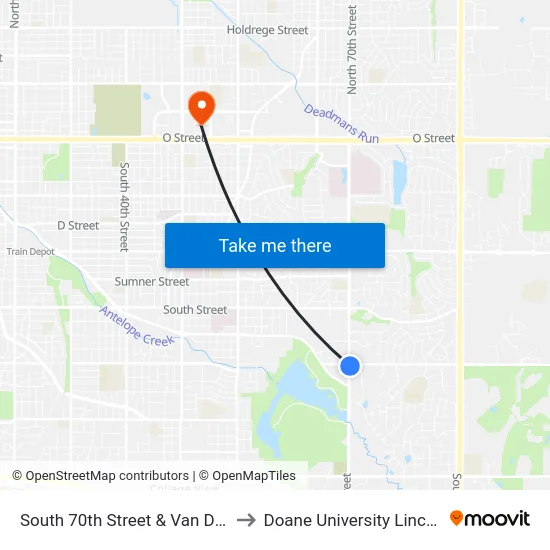South 70th Street & Van Dorn Street, Se to Doane University Lincoln Campus map