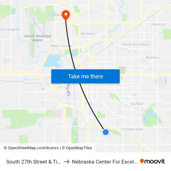South 27th Street & Tipperary Trail, SW to Nebraska Center For Excellence In Electronics map