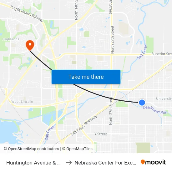 Huntington Avenue & North 39th Street, S to Nebraska Center For Excellence In Electronics map