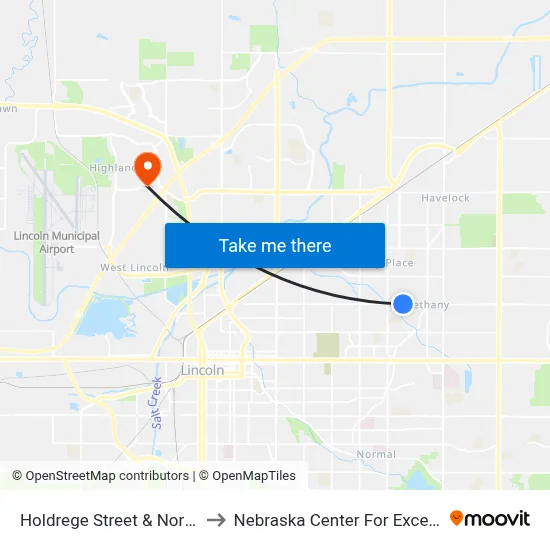 Holdrege Street & North 60th Street, NE to Nebraska Center For Excellence In Electronics map