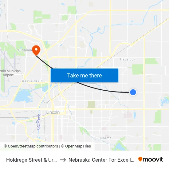 Holdrege Street & Urbana Lane, SW to Nebraska Center For Excellence In Electronics map