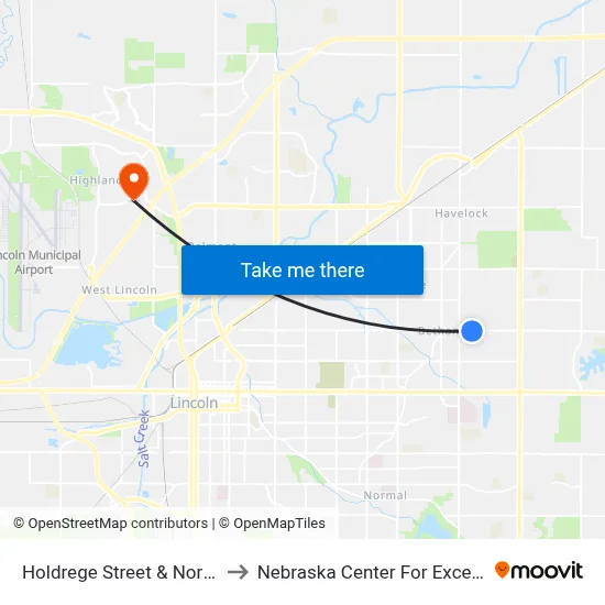 Holdrege Street & North 73rd Street, NE to Nebraska Center For Excellence In Electronics map
