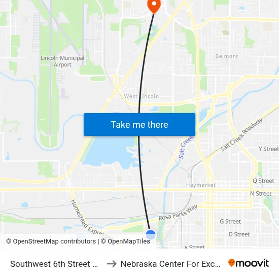 Southwest 6th Street & West D Street, NE to Nebraska Center For Excellence In Electronics map