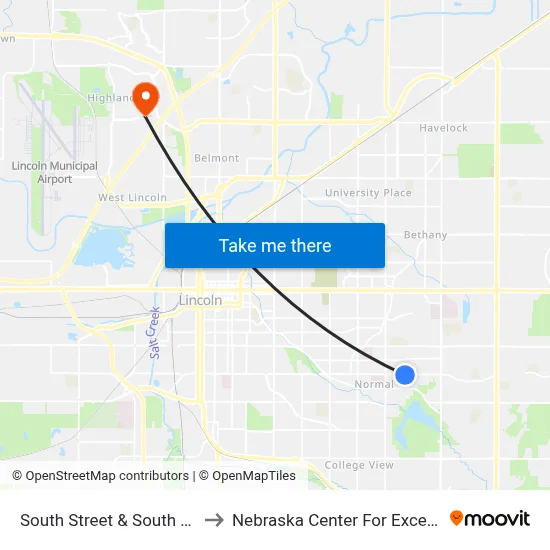 South Street & South Knights Lane, SW to Nebraska Center For Excellence In Electronics map