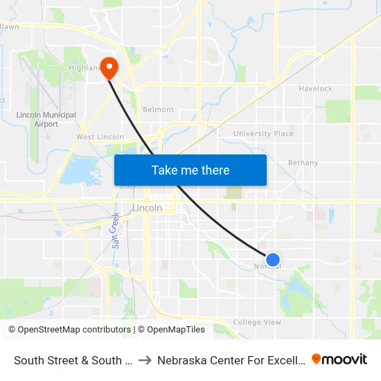 South Street & South 55th Street, SW to Nebraska Center For Excellence In Electronics map