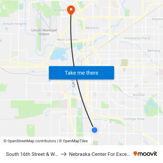 South 16th Street & Windhoek Drive, Se to Nebraska Center For Excellence In Electronics map