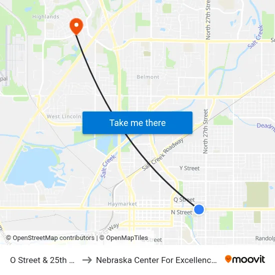 O Street & 25th Street, Se to Nebraska Center For Excellence In Electronics map