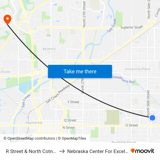 R Street & North Cotner Boulevard, SW to Nebraska Center For Excellence In Electronics map