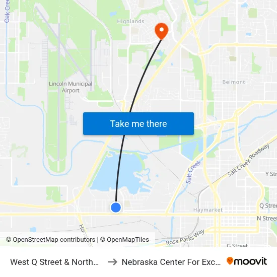 West Q Street & Northwest 14th Street, SW to Nebraska Center For Excellence In Electronics map