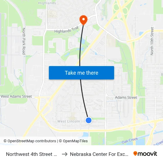 Northwest 4th Street & West Dawes, NW to Nebraska Center For Excellence In Electronics map