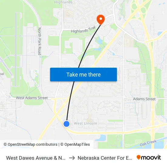 West Dawes Avenue & Northwest 10th Street, SW to Nebraska Center For Excellence In Electronics map