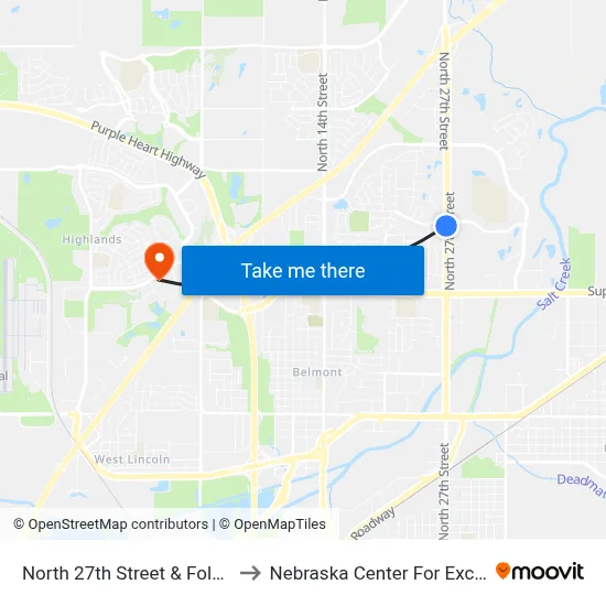 North 27th Street & Folkways Boulevard, SW to Nebraska Center For Excellence In Electronics map