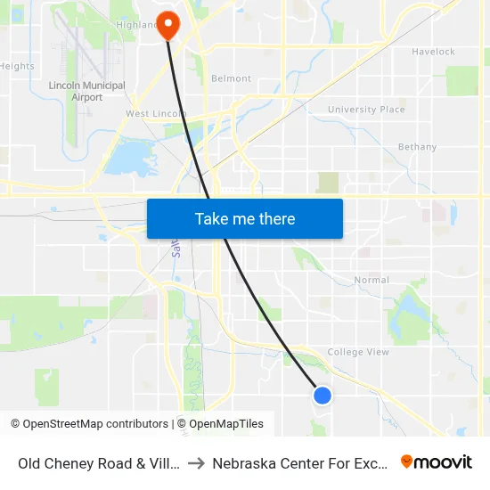 Old Cheney Road & Village Boulevard, SW to Nebraska Center For Excellence In Electronics map