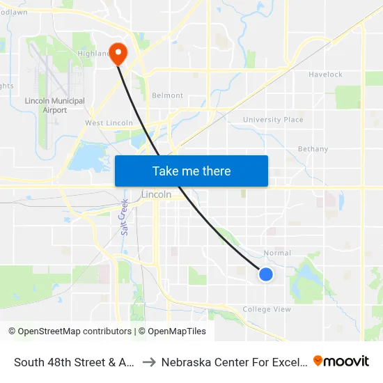 South 48th Street & Apple Hill Lane, Se to Nebraska Center For Excellence In Electronics map