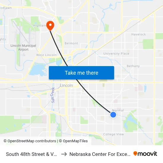 South 48th Street & Van Dorn Street, NE to Nebraska Center For Excellence In Electronics map