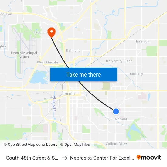 South 48th Street & Sumner Street, NE to Nebraska Center For Excellence In Electronics map
