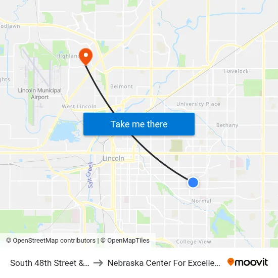 South 48th Street & A Street, Se to Nebraska Center For Excellence In Electronics map