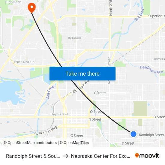 Randolph Street & South 37th Street, NW to Nebraska Center For Excellence In Electronics map