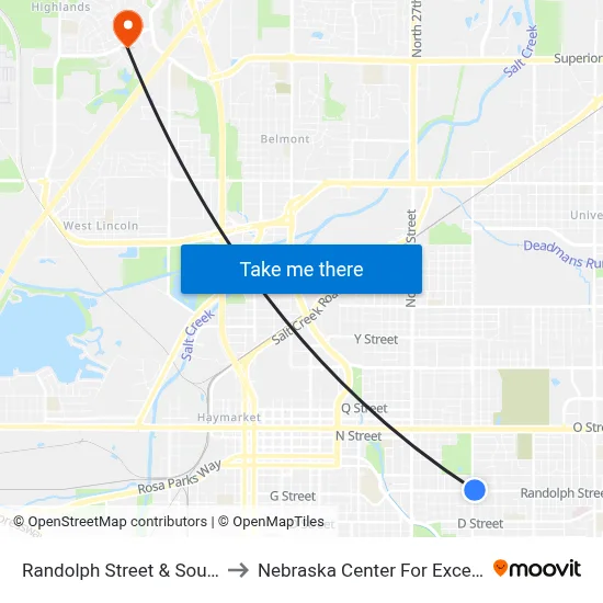 Randolph Street & South 33rd Street, NE to Nebraska Center For Excellence In Electronics map