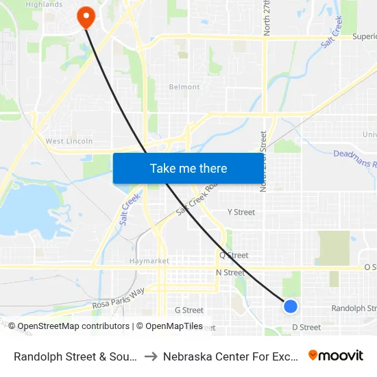 Randolph Street & South 32nd Street, NW to Nebraska Center For Excellence In Electronics map