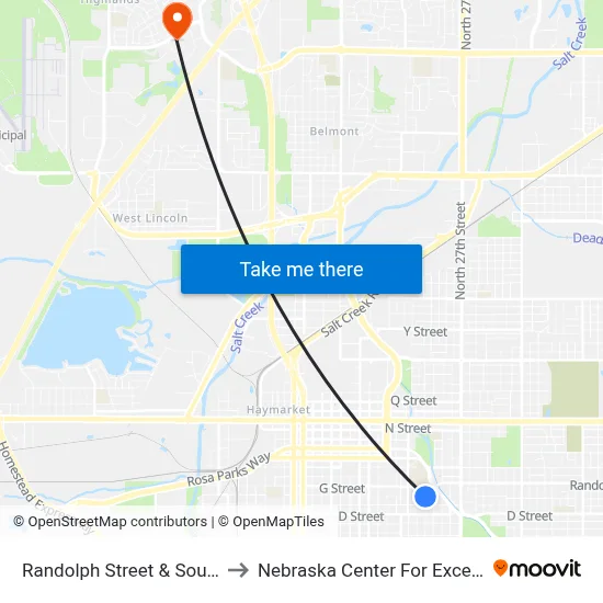 Randolph Street & South 23rd Street, NE to Nebraska Center For Excellence In Electronics map