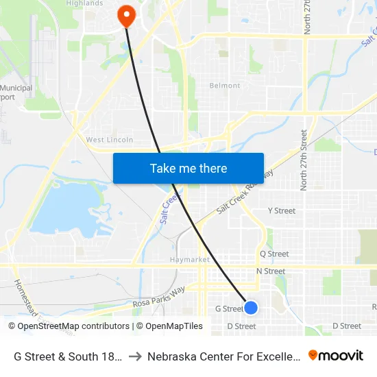 G Street & South 18th Street, SW to Nebraska Center For Excellence In Electronics map
