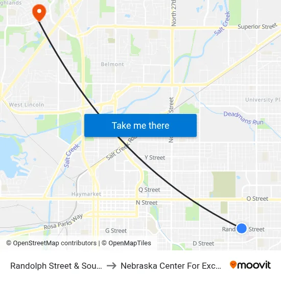 Randolph Street & South 44th Street, SW to Nebraska Center For Excellence In Electronics map