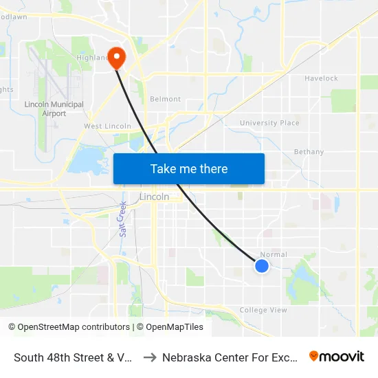 South 48th Street & Van Dorn Street, NW to Nebraska Center For Excellence In Electronics map