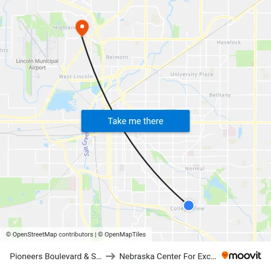 Pioneers Boulevard & South 49th Street, Se to Nebraska Center For Excellence In Electronics map