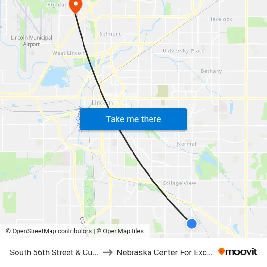 South 56th Street & Cumberland Drive, SW to Nebraska Center For Excellence In Electronics map