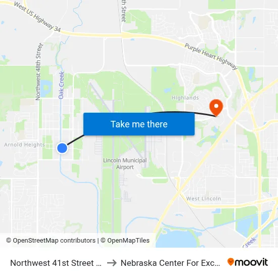Northwest 41st Street & West Luke Street to Nebraska Center For Excellence In Electronics map