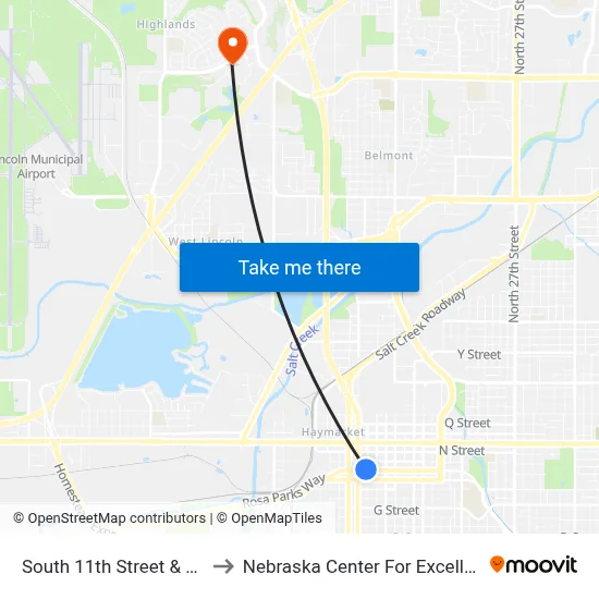 South 11th Street & L Street, Stop 2 to Nebraska Center For Excellence In Electronics map
