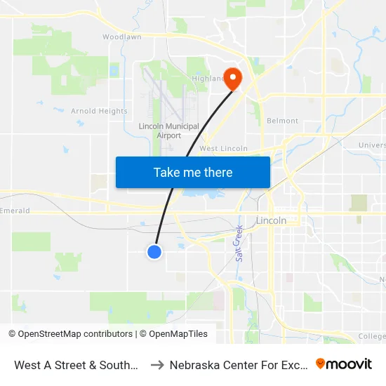 West A Street & Southwest 30th Street, SW to Nebraska Center For Excellence In Electronics map