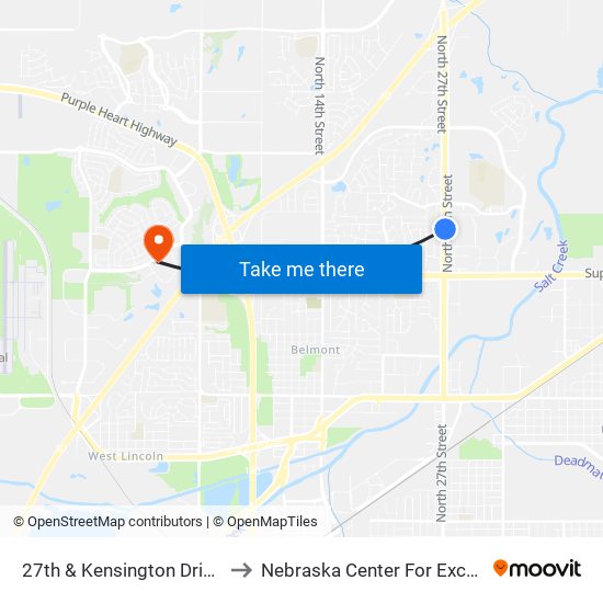 27th & Kensington Drive (Northeast Side) to Nebraska Center For Excellence In Electronics map