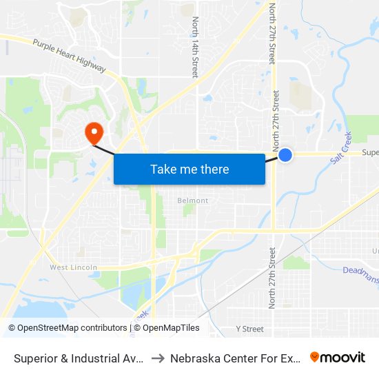 Superior & Industrial Avenue (Southeast Side) to Nebraska Center For Excellence In Electronics map