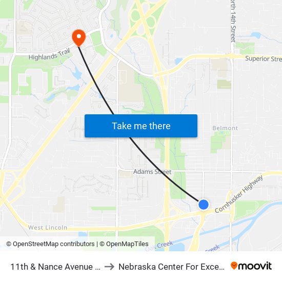 11th & Nance Avenue (Northeast Side) to Nebraska Center For Excellence In Electronics map