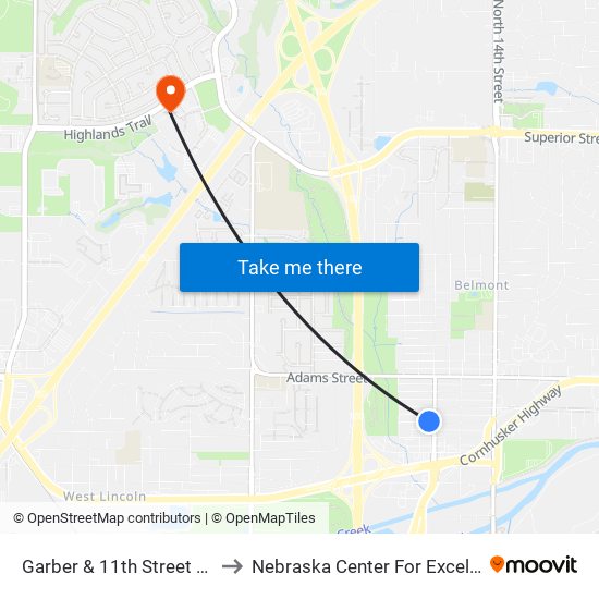 Garber & 11th Street (Northwest Side) to Nebraska Center For Excellence In Electronics map