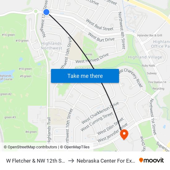 W Fletcher & NW 12th Street (Northeast Side) to Nebraska Center For Excellence In Electronics map