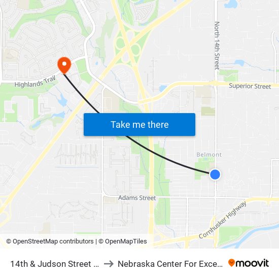 14th & Judson Street (Northwest Side) to Nebraska Center For Excellence In Electronics map