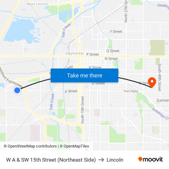 W A & SW 15th Street (Northeast Side) to Lincoln map