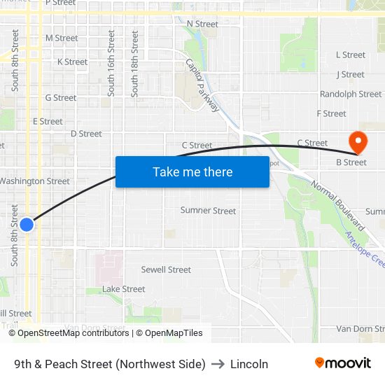 9th & Peach Street (Northwest Side) to Lincoln map