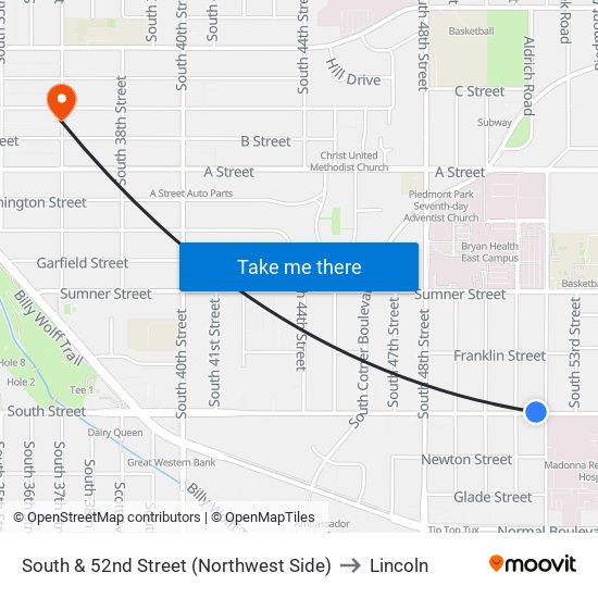 South & 52nd Street (Northwest Side) to Lincoln map