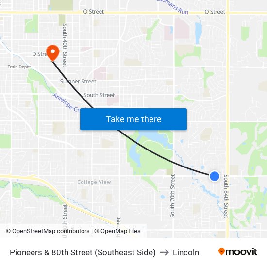 Pioneers & 80th Street (Southeast Side) to Lincoln map