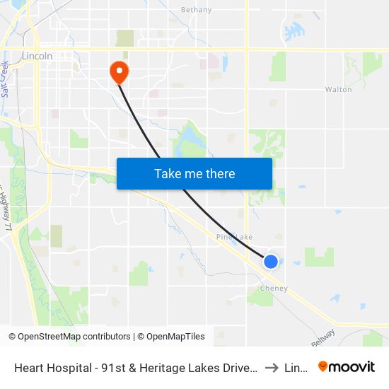 Heart Hospital - 91st & Heritage Lakes Drive (Southeast Side) to Lincoln map