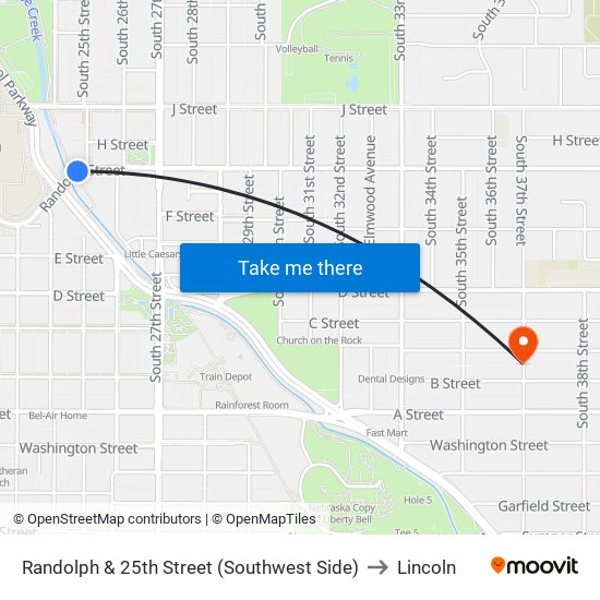 Randolph & 25th Street (Southwest Side) to Lincoln map