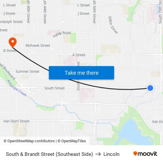 South & Brandt Street (Southeast Side) to Lincoln map