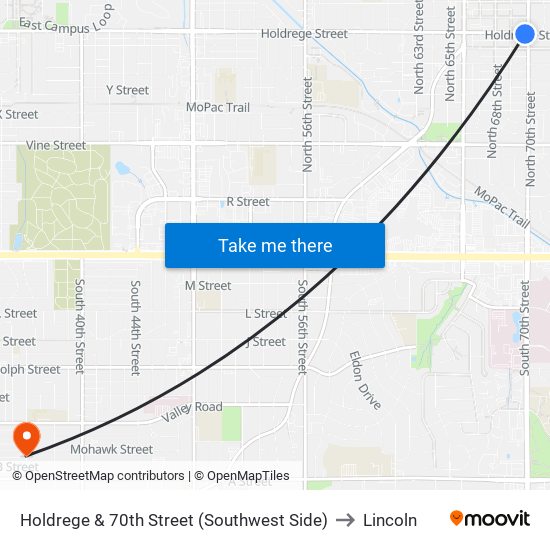 Holdrege & 70th Street (Southwest Side) to Lincoln map