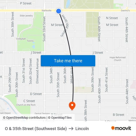 O & 35th Street (Southwest Side) to Lincoln map