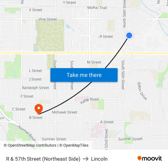 R & 57th Street (Northeast Side) to Lincoln map