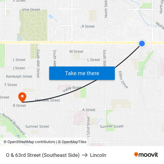 O & 63rd Street (Southeast Side) to Lincoln map